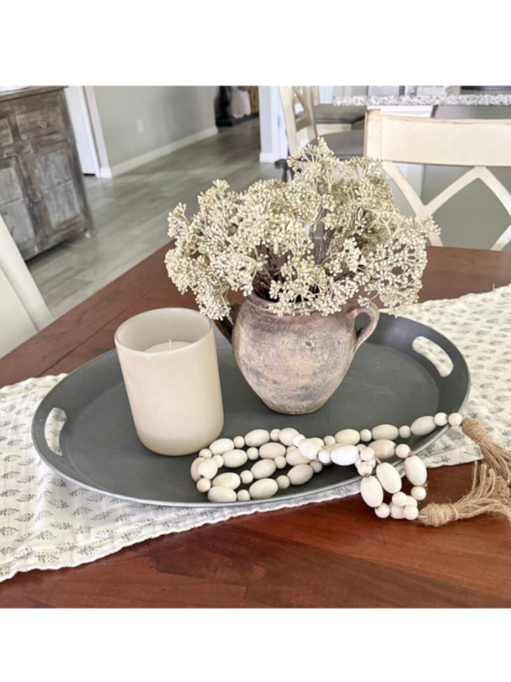 Gray Metal Tray w/Handles
